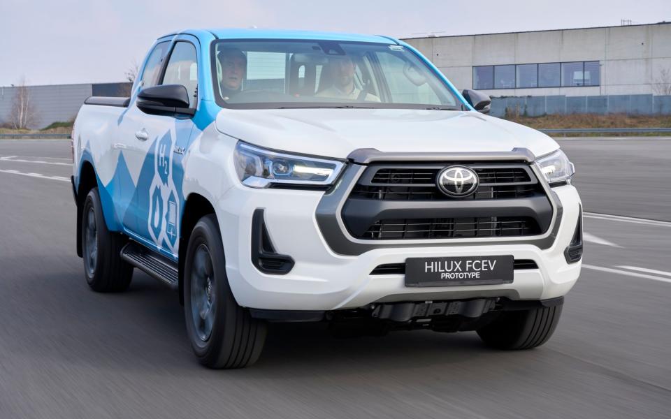 The new hydrogen-powered Hilux at Toyota's Zaventem technical centre