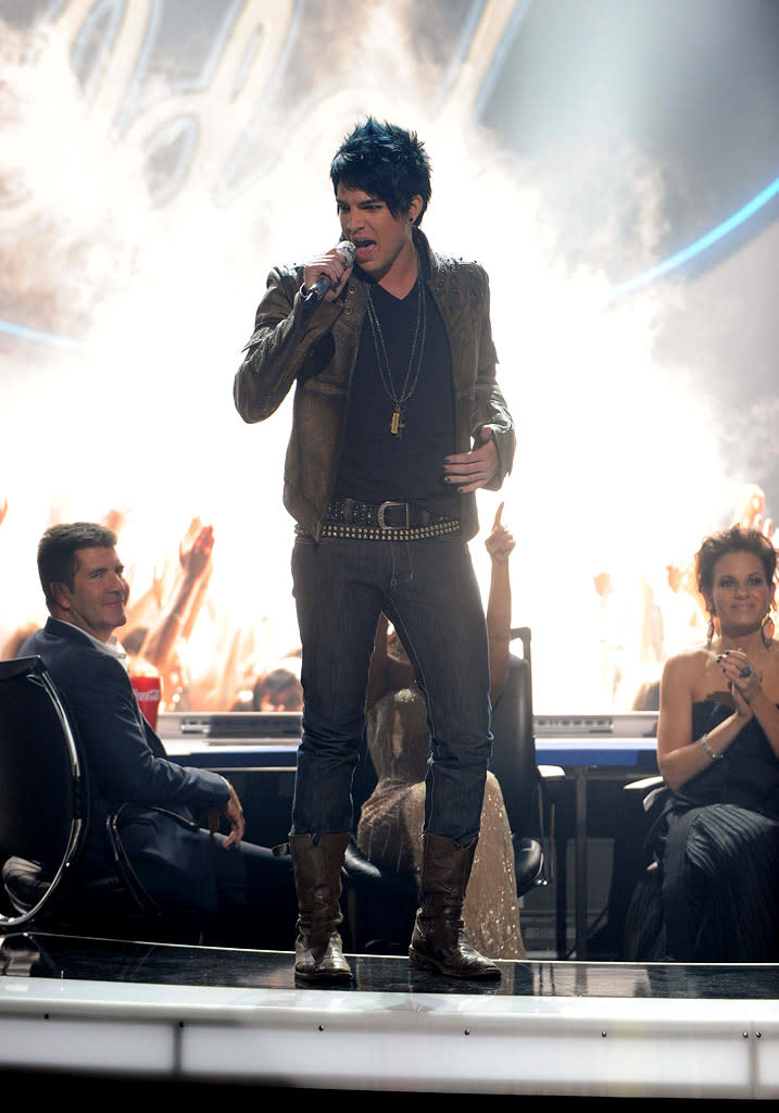 Adam Lambert performs onstage during the Season 8 finale of "American Idol."