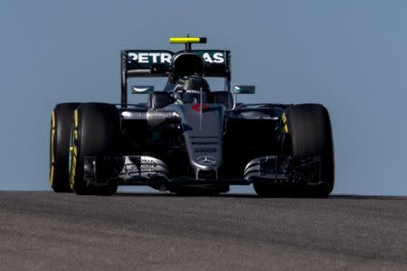 Oct 21, 2016; Austin, TX, USA; Mercedes driver Nico Rosberg (6) of Germany drives during practice for the United States Grand Prix at the Circuit of the Americas. Mandatory Credit: Jerome Miron-USA TODAY Sports