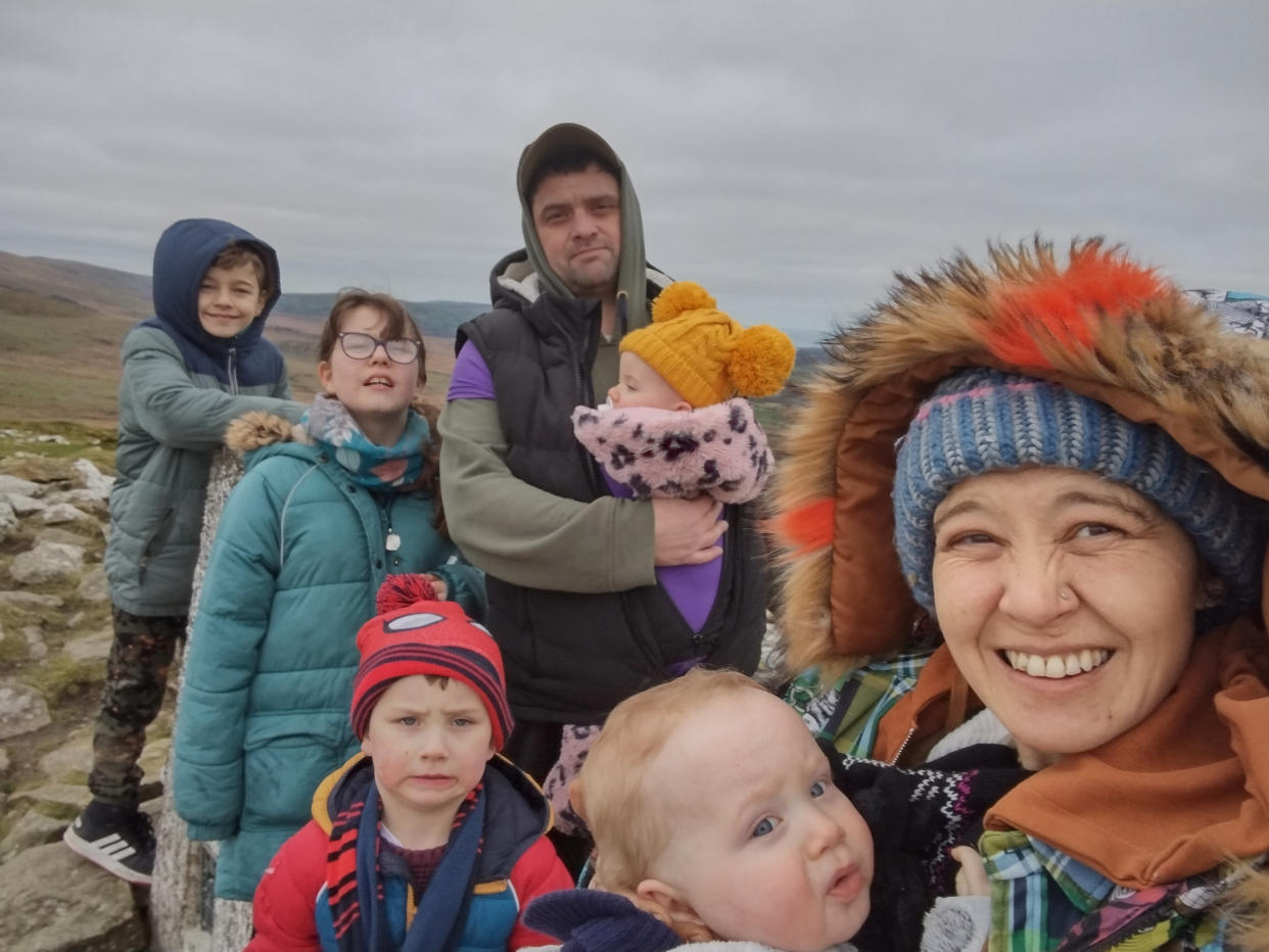 Jennifer French was diagnosed with a liver condition after giving birth to her second set of twins, pictured with her family. (Jennifer French/SWNS)