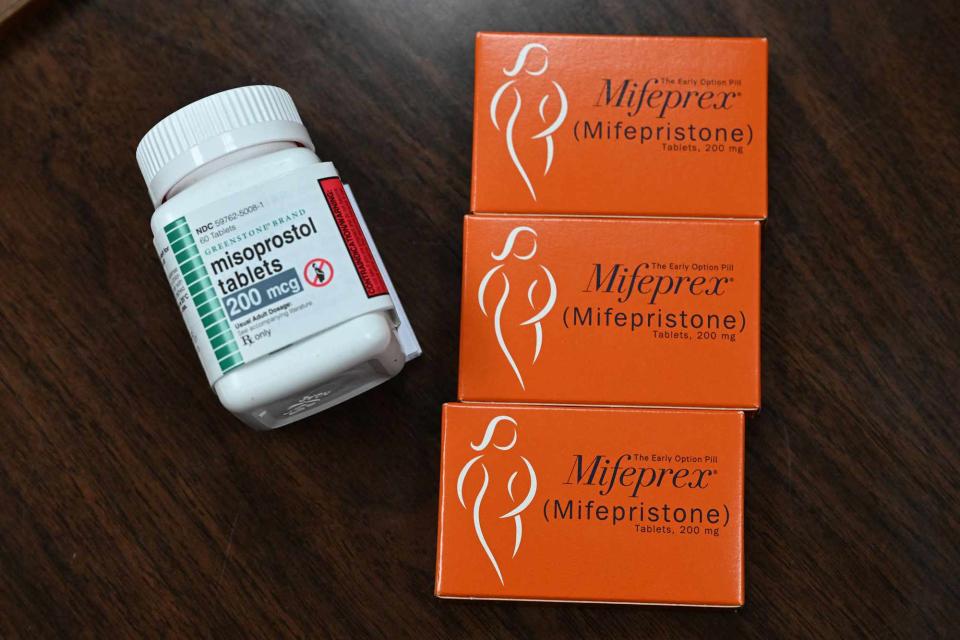 <p>ROBYN BECK/AFP via Getty Images</p> Mifepristone (Mifeprex) and Misoprostol, the two drugs used in a medication abortion