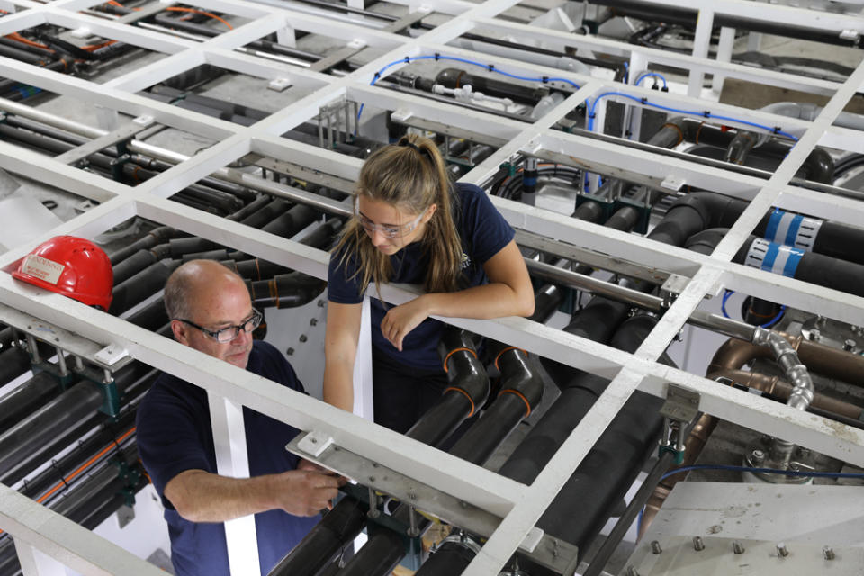 Millie Rogers, 17, working on Project Fox, a 35m motor yacht(Stuart Pearce, Yachtshot/PA Real Life)