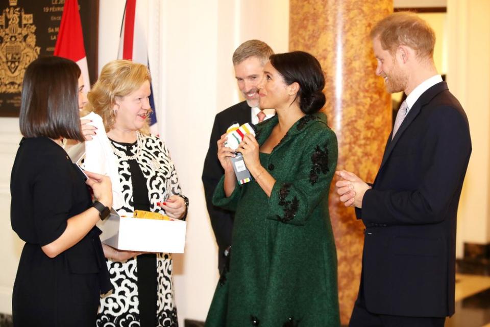 Prince Harry Sniffs Leather Moccasins, New Baby Gift