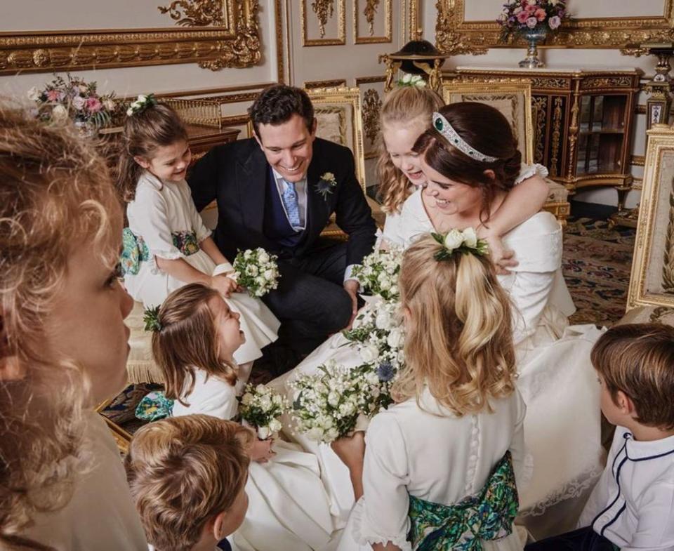 Maud Windsor, Prince George, Princess Charlotte, Theodora Williams, Jack Brooksbank, Savannah Phillips, Isla Phillips and Princess Eugenie