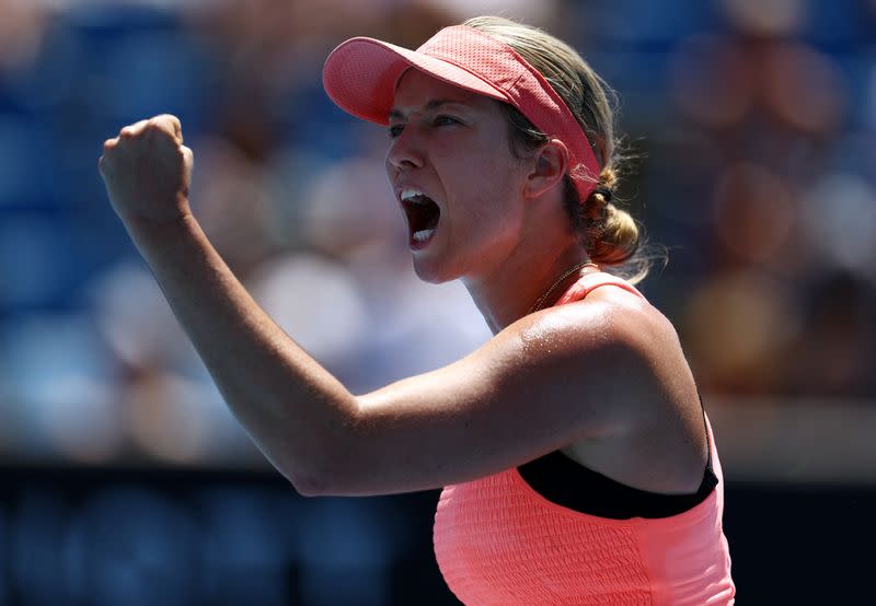 Foto del martes de l aestadounidense Danielle Collins en su partido de primera ronda ante la alemana Angelique Kerber