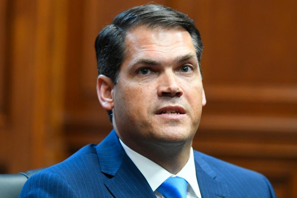 Georgia Lieutenant Governor Geoff Duncan speaks to the media in his office during the opening day of the year for the general session of the state legislature, Monday, Jan. 13, 2020 in Atlanta.