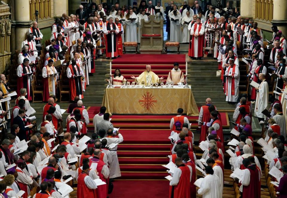 The Archbishop of Canterbury Justin Welby leads the opening service of the 15th Lambeth Conference at Canterbury cathedral in Kent (Gareth Fuller/PA) (PA Wire)