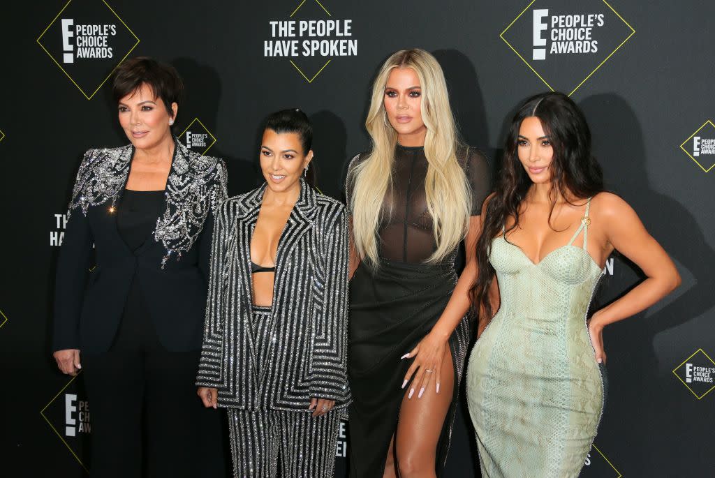 From left, Kris Jenner, Kourtney Kardashian, Khloé Kardashian and Kim Kardashian the E! People's Choice Awards on November 10, 2019, in Santa Monica, Calif. (Photo: Jean-Baptiste Lacroix/AFP via Getty Images)