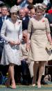 <p>The Duchess attended the Tyne Cot Commonwealth War Graves Cemetery to commemorate the 100th anniversary of the Battle of Passchendaele. For the event, she donned a long-sleeved, Catherine Walker coatdress with silver beading at the hem.</p>