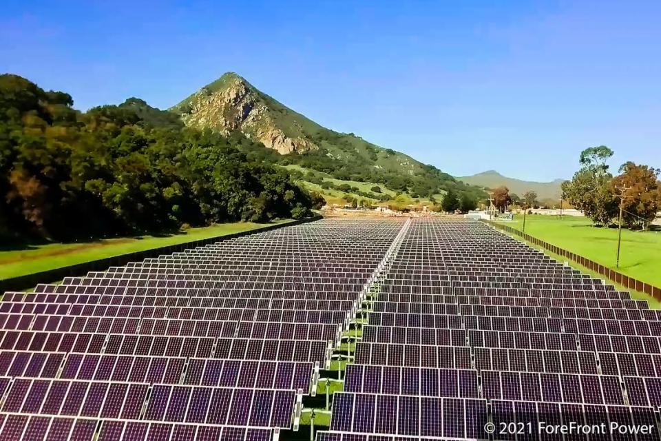 Six acres of 3,294 newly installed solar panels near the San Luis Obispo County Operations Center off Highway 1 will propel the county toward its renewable energy goals while saving on electricity costs.