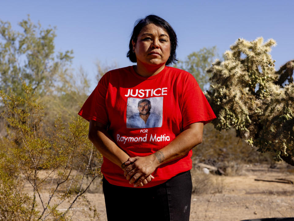 Yvonne Nevarez at her mother Annette Mattia’s house.  (Cassidy Araiza for NBC News)