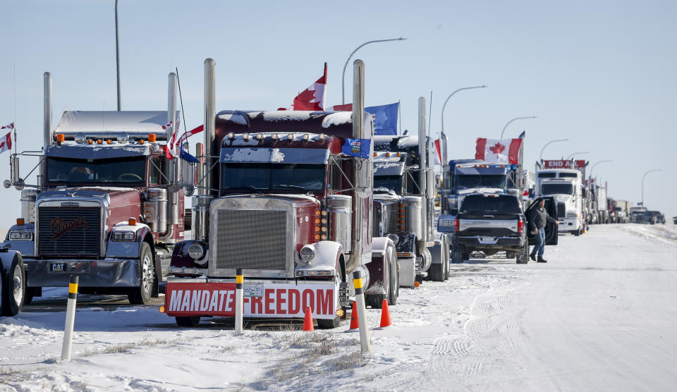 A truck convoy of anti-COVID-19 vaccine mandate demonstrators