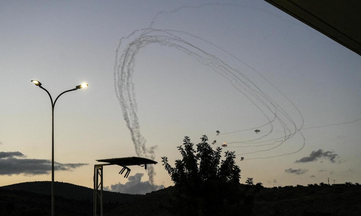 <span>Interceptions of rockets launched from Lebanon to Israel over the border, amid ongoing cross-border hostilities between Hezbollah and Israeli forces.</span><span>Photograph: Ayal Margolin/Reuters</span>