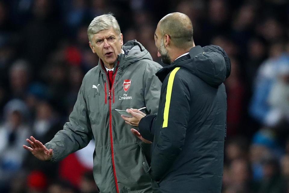 Silverware: Wenger and Guardiola will meet in Sunday's EFL Cup final: Getty Images