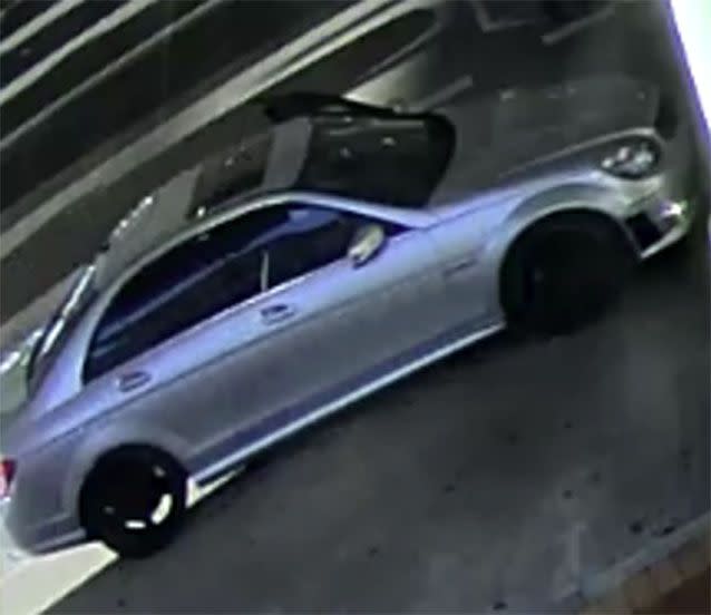 The offender fled the scene, returning to a waiting late model silver Mercedes, and sped off towards Pearcedale Parade, Broadmeadows. Picture: Victoria Police