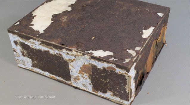 The fruit cake after conservation treatment. Source: Antarctic Heritage Trust