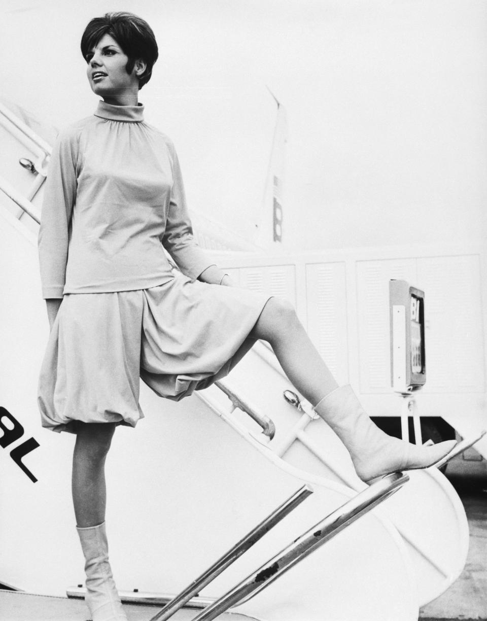 Emilio Pucci designed this 1965 uniform for&nbsp;Braniff International Airways hostesses.