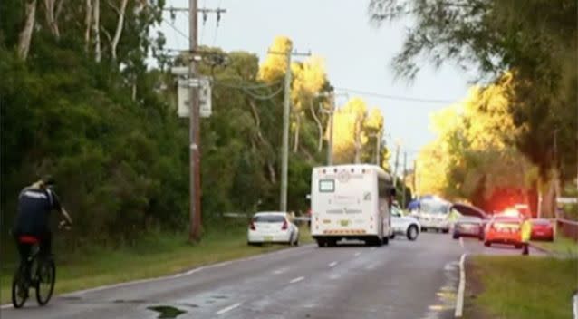 It's believed the young girl had just jumped off a bus when she raced across the Central Coast road. Source: 7 News