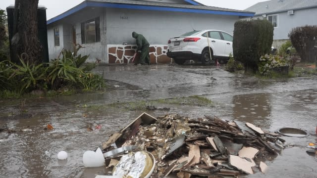 Flooding outside a home