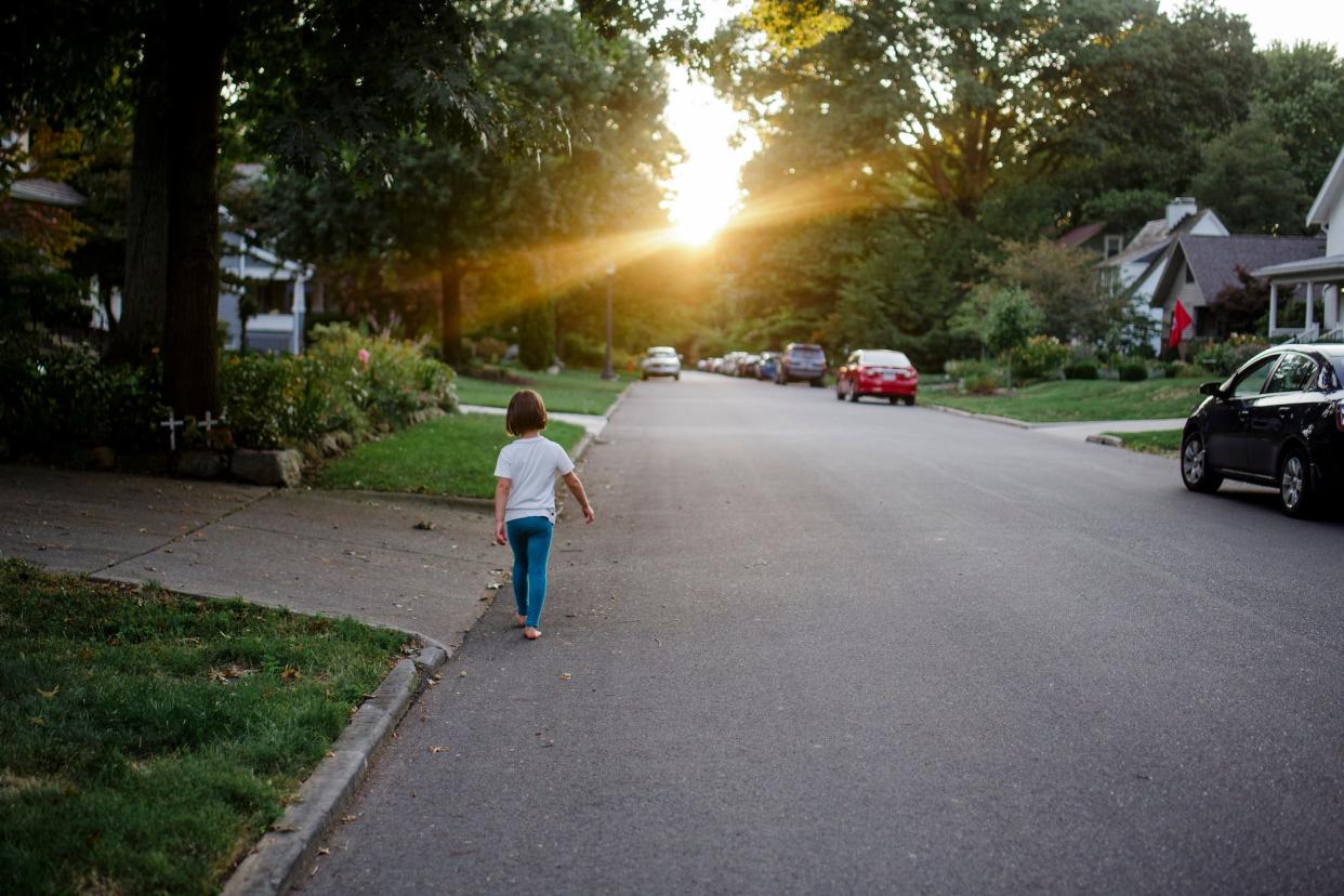 suburban neighborhood child