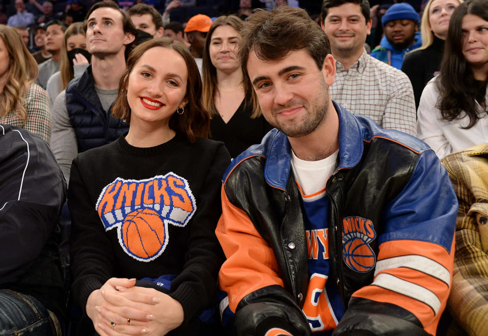 <p>Maude Apatow and Sam Koppelman root for the home team at the New York Knicks vs. New Orleans Pelicans game in N.Y.C. on Jan. 20.</p>