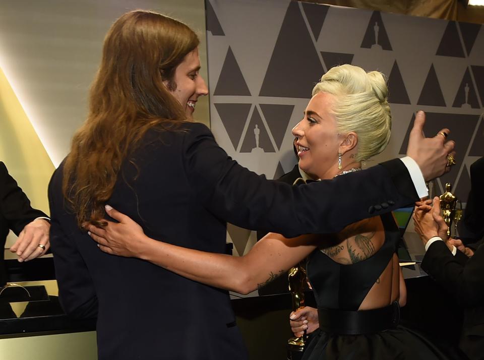 Best Original Song winner for "Shallow" from "A Star is Born" Lady Gaga and Best Original Score winner for "Black Panther" composer Ludwig Goransson attend the 91st Annual Academy Awards Governors Ball at the Hollywood & Highland Center in Hollywood, California on February 24, 2019. (Photo by Robyn BECK / AFP)ROBYN BECK/AFP/Getty Images ORG XMIT: 91st Annu ORIG FILE ID: AFP_1DV6F5
