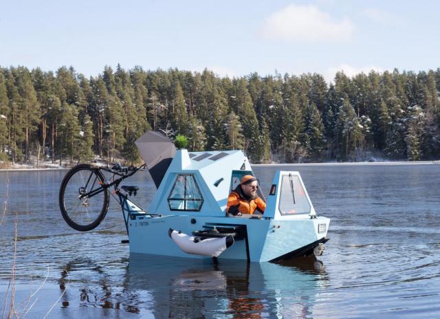 Zeltini's Z-Triton is an Amphibious Boat, Tricycle, and Camper in