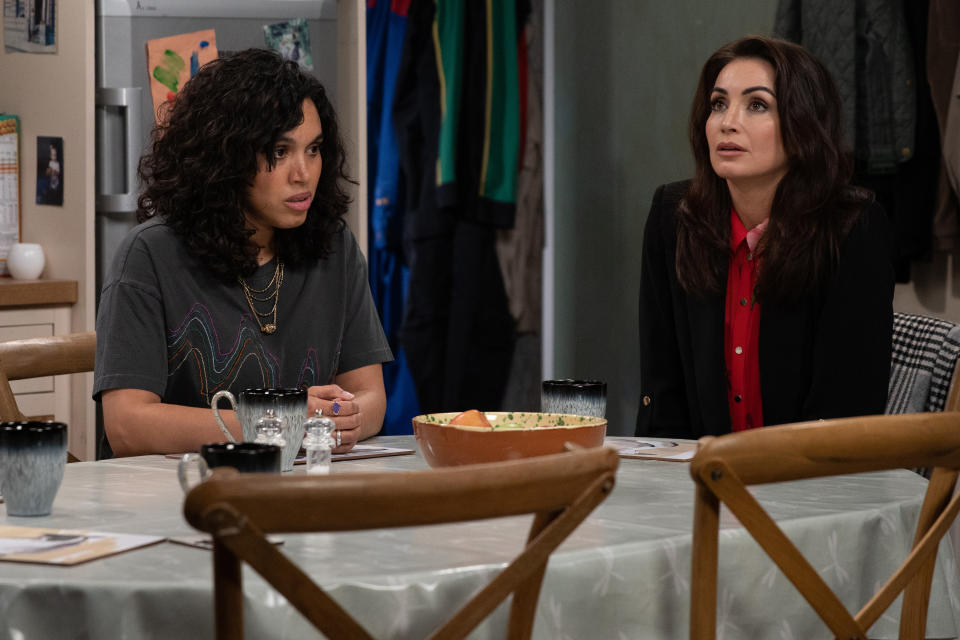 FROM ITV

STRICT EMBARGO
Print media - No Use Before Tuesday 10th May 2022
Online Media - No Use Before 0700hrs Tuesday 10th May 2022

Emmerdale - Ep 9369

Friday 20th May 2022

. Moira Dingleâ€™s [NATALIE J ROBB] inspired when Suzy [MARTELL EDINBOROUGH] suggests she hire out her barns for weddings. Suzy inadvertently puts her foot in it when she asks Moira about using the field where her daughter is buried. When Leyla Cavanagh [ROXY SHAHIDI] nods to a photo of Holly, Suzy is dumbstruck to recognise her.

Picture contact - David.crook@itv.com

Photographer - Mark Bruce

This photograph is (C) ITV Plc and can only be reproduced for editorial purposes directly in connection with the programme or event mentioned above, or ITV plc. Once made available by ITV plc Picture Desk, this photograph can be reproduced once only up until the transmission [TX] date and no reproduction fee will be charged. Any subsequent usage may incur a fee. This photograph must not be manipulated [excluding basic cropping] in a manner which alters the visual appearance of the person photographed deemed detrimental or inappropriate by ITV plc Picture Desk. This photograph must not be syndicated to any other company, publication or website, or permanently archived, without the express written permission of ITV Picture Desk. Full Terms and conditions are available on  www.itv.com/presscentre/itvpictures/termsFROM ITV
