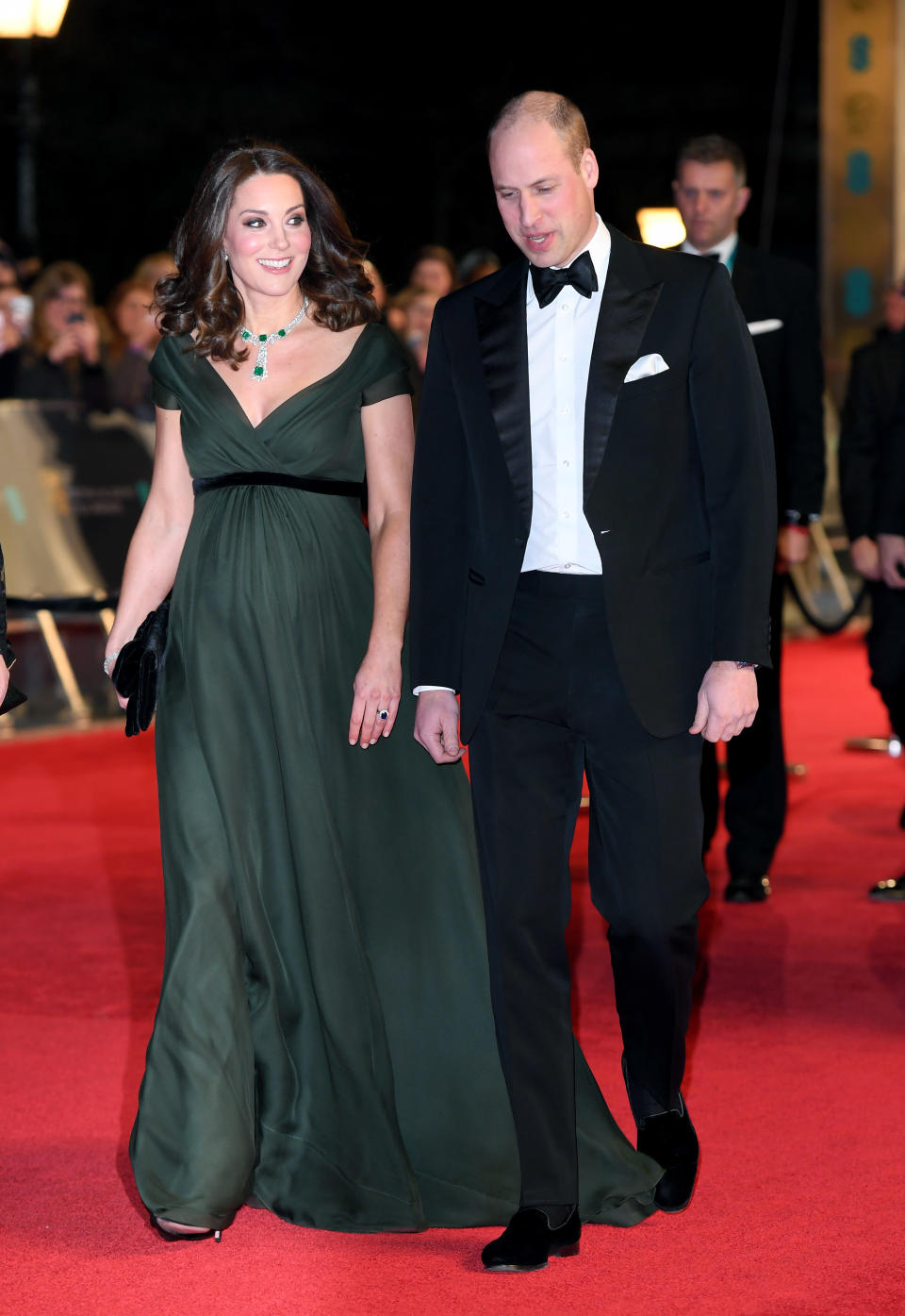 The Duchess of Cambridge wore a forest green Jenny Packham gown [Photo: Getty]