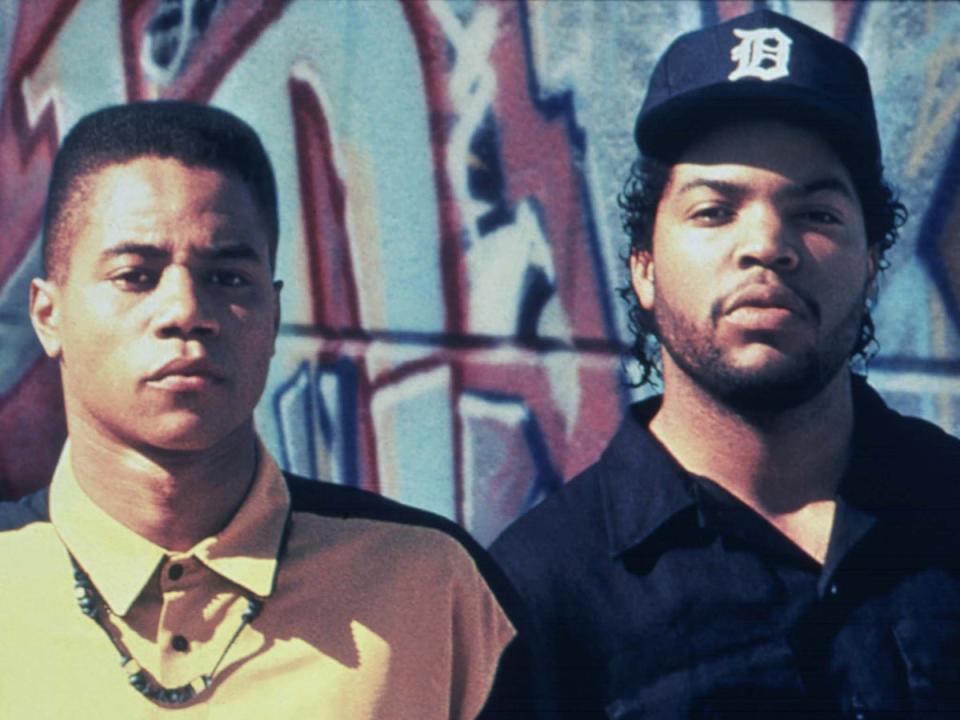 Movie star: Cube alongside Cuba Gooding Jr in 1991’s ‘Boyz n the Hood’ (Moviestore/Shutterstock)