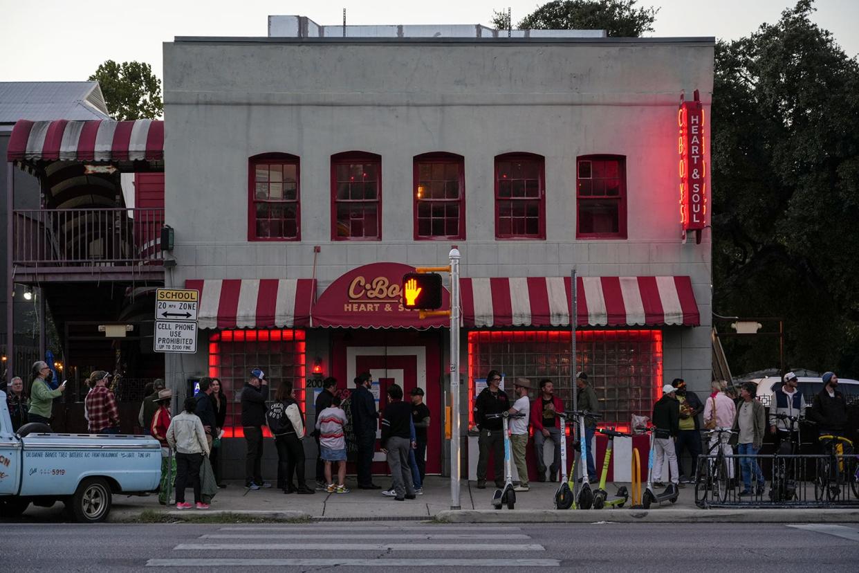 On Thursday, fans line up to see Black Pumas perform at C-Boy's Heart & Soul, the tiny club where the band played the residency that launched their superstar career. The line was already down the block and around the corner by 6 p.m., two hours before Black Pumas took the stage.