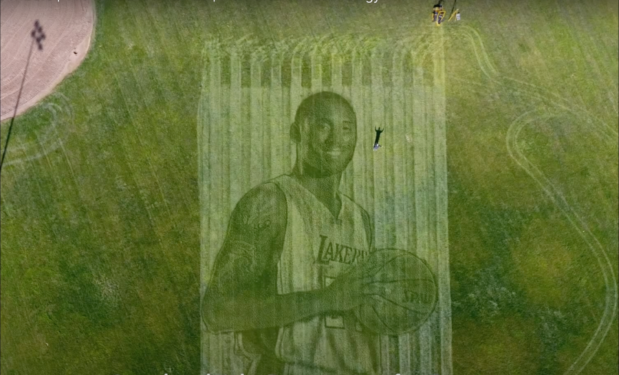 CA couple prints Kobe Bryant grass mural using only air (New Ground Technology)