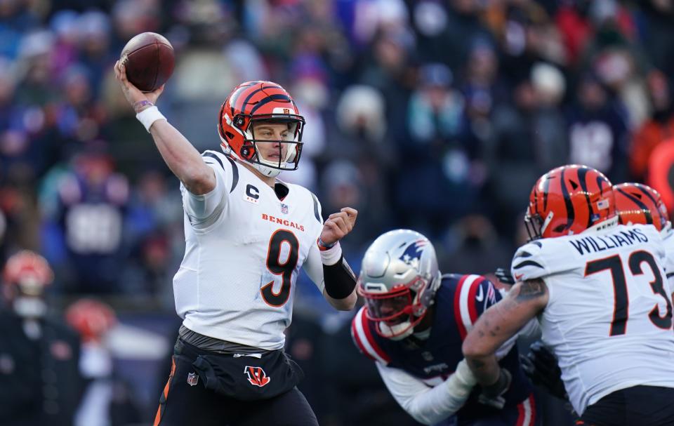 Joe Burrow will lead the Bengals against a Buffalo Bills team that's  won six in a row and are Super Bowl favorites. The Bengals have won seven straight and are reigning AFC champions.
