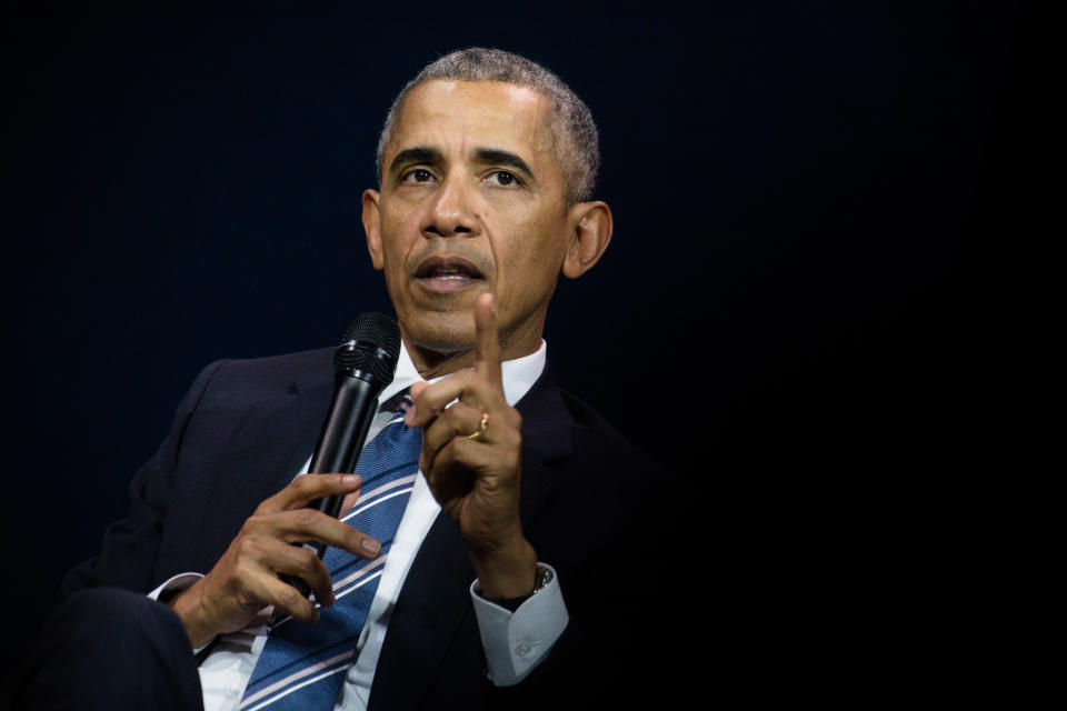 Introductory session by President Barack Obama during the Napoleons 2018 at Maison de la Radio on December 2, 2017 in Paris, France. 