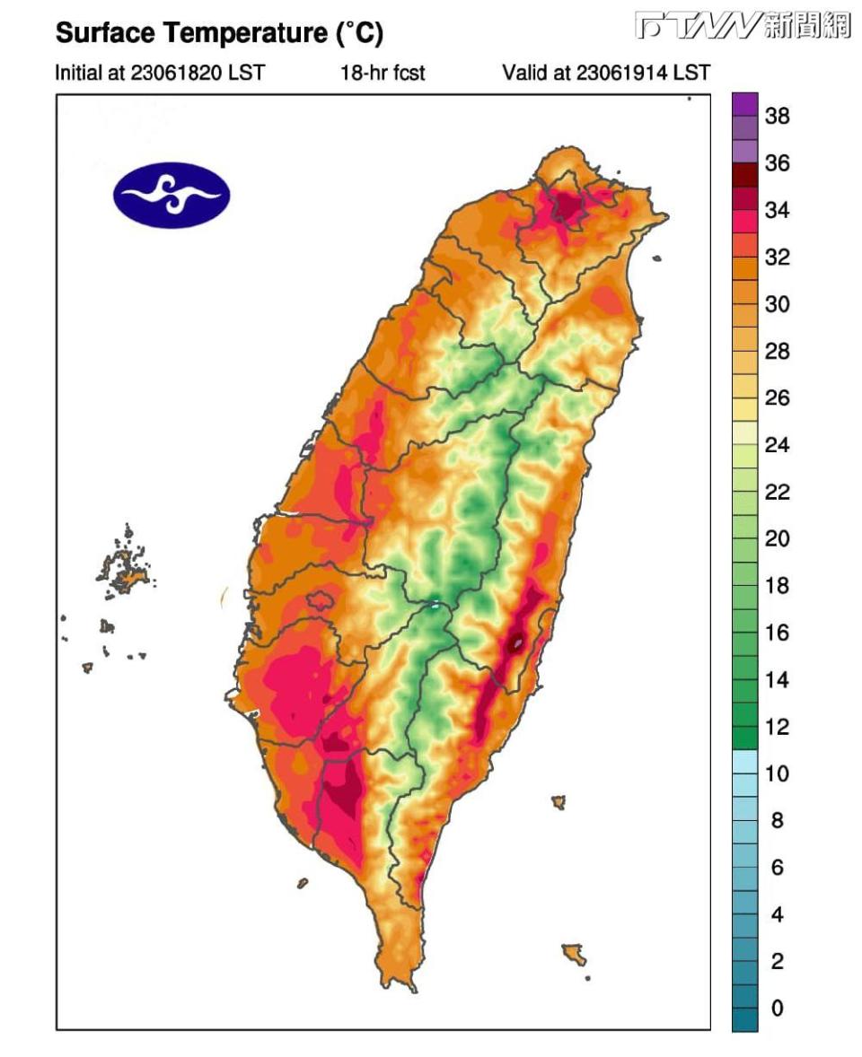 中央氣象局發布「高溫資訊」，受到西南風影響，台東縣有機會出現焚風。（圖／鄭明典臉書）