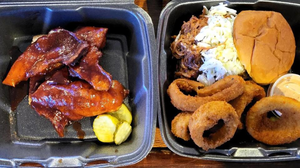 Barbecue and pulled pork are among the offerings at Smoke & Kettle at the KC Hall and Event Center in O’Fallon.