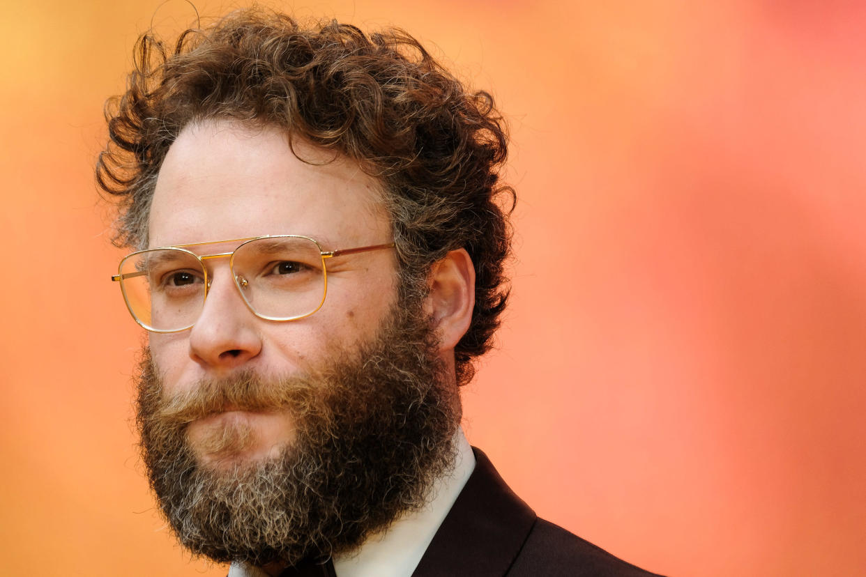 London, UK. 14th July 2019. Seth Rogen poses on the yellow carpet at the European premiere of Disneys 