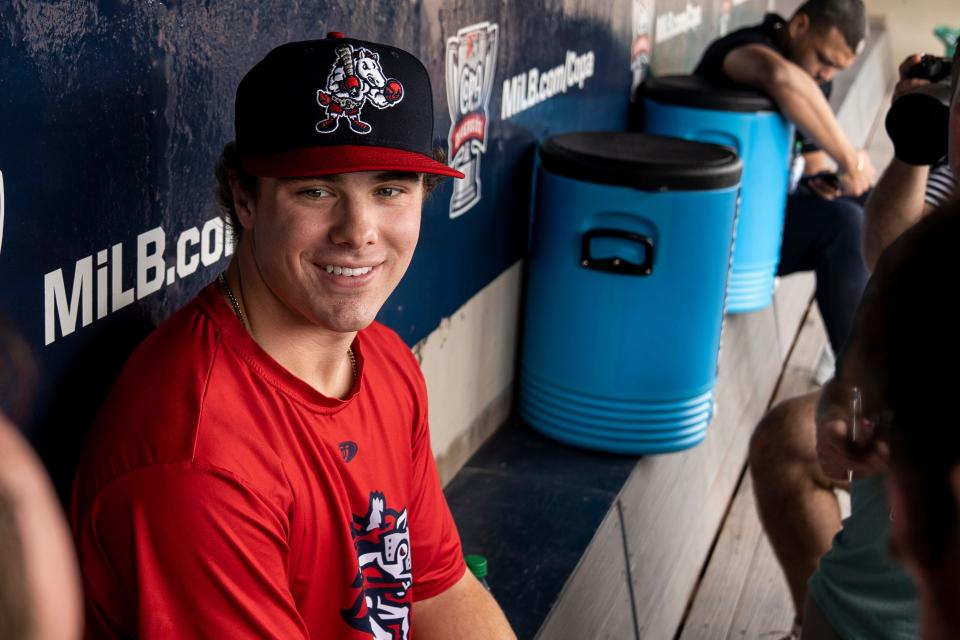 Aug 8, 2023; Bridgewater, NJ; Mets' new minor league prospect Drew Gilbert is shown at TD Bank Ballpark.