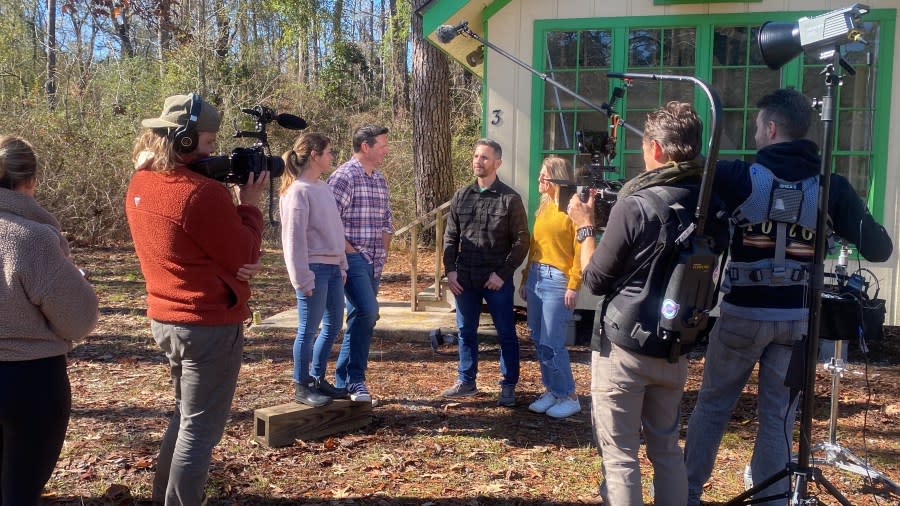 This picture shows filming for Cabin Wars at Adventures RV Resort