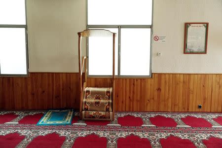 The pulpit is seen at a mosque where imam Abdelbaki Es Satty preached in Ripoll, north of Barcelona, Spain, August 19, 2017. REUTERS/Susana Vera