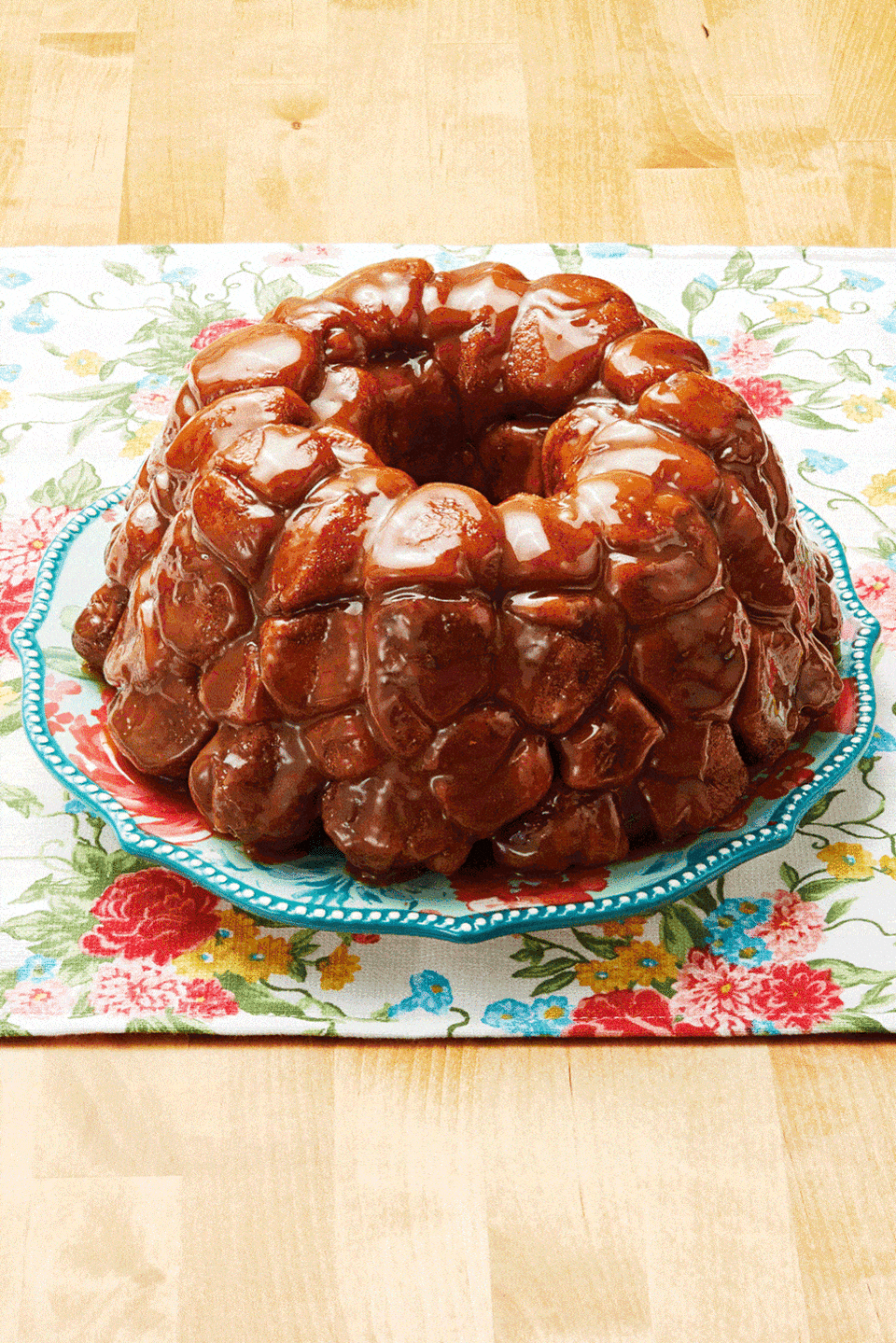 monkey bread on floral linen