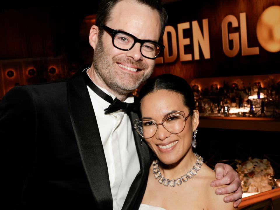 Bill Hader and Ali Wong at the 81st Golden Globe Awards in January 2024.