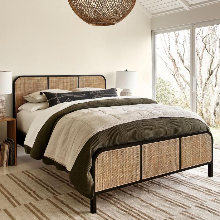 <p><strong>West Elm</strong></p><p>westelm.com</p><p><strong>$1199.20</strong></p><p><a href="https://go.redirectingat.com?id=74968X1596630&url=https%3A%2F%2Fwww.westelm.com%2Fproducts%2Fmodern-rattan-bed-h8411&sref=https%3A%2F%2Fwww.esquire.com%2Flifestyle%2Fg42087367%2Fwest-elm-sales-deals-2022%2F" rel="nofollow noopener" target="_blank" data-ylk="slk:Shop Now" class="link ">Shop Now</a></p><p>We have a soft spot for cane. There's something nostalgic (and, dare we say, European) about it that brings a certain sophisticated to any room. That said, rattan, cane, or woven furniture in the living room can feel a bit outdated, so when we use cane furniture, it's often in the bedroom.</p>