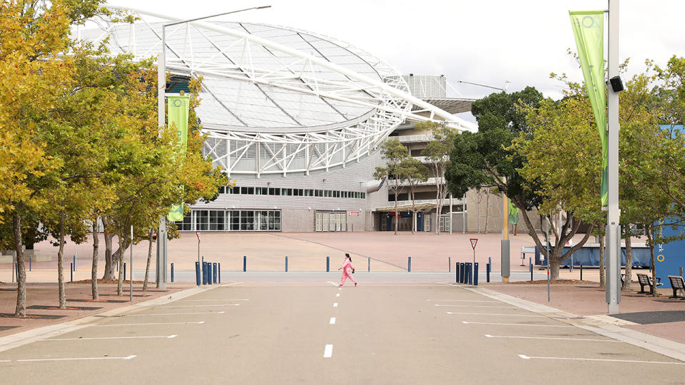 Sydney Olympic Park, pictured here devoid of people amid the coronavirus crisis.