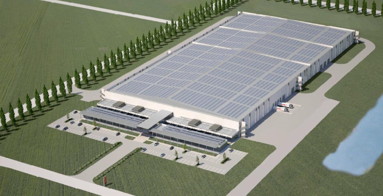 The U.S. subsidiary of Italian auto parts manufacturer SPAL will invest $35 million in a new 215,000 square-foot headquarters and manufacturing facility in Ankeny, seen here in a rendering.