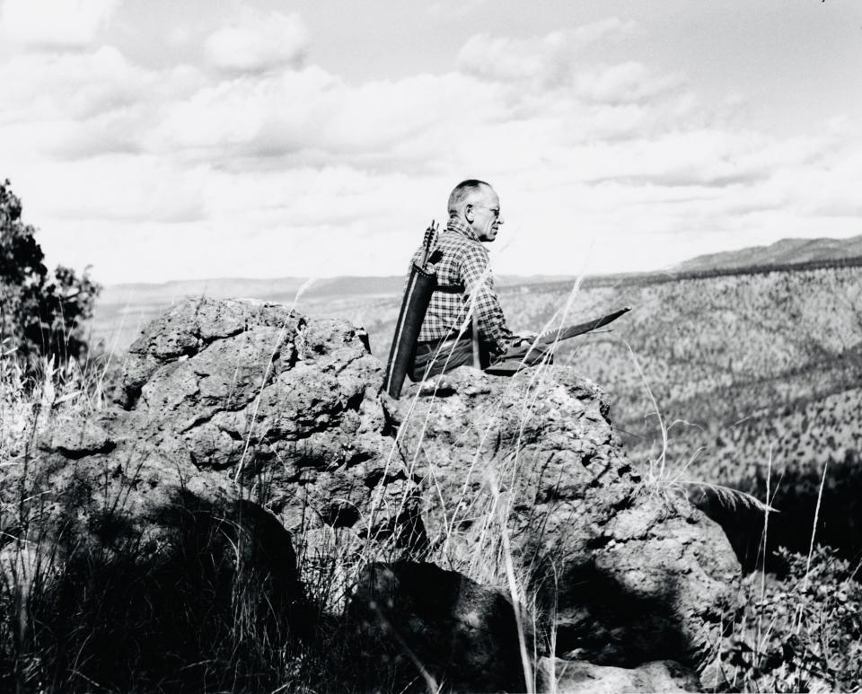 Aldo Leopold bow hunting in 1938.