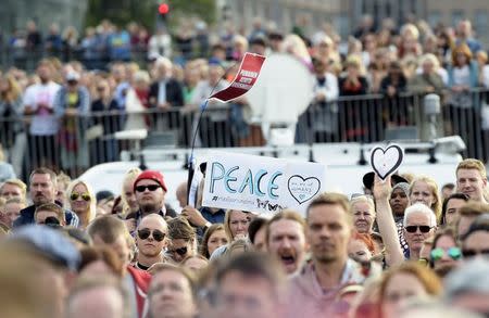 An estimated 15,000 people gathered for a demonstration against racism in Helsinki, Finland on July 28th, 2015. REUTERS/Vesa Moilanen/Lehtikuva