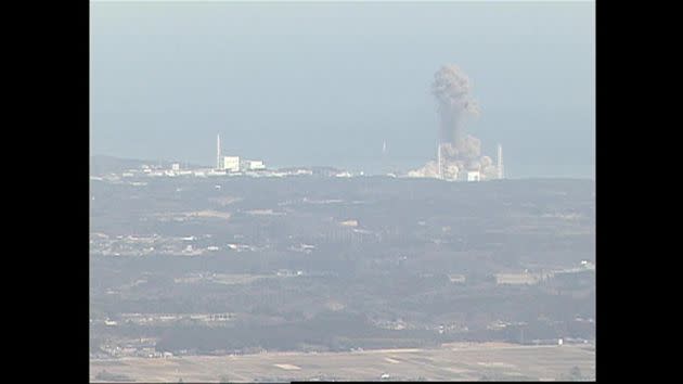An explosion at the Fukushima nuclear power plant.