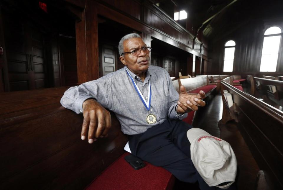 In this June 25, 2016, file photo, the Rev. Wendell H. Paris sits in Woodworth Chapel on the campus of Tougaloo College, in Jackson, Miss. (AP Photo/Rogelio V. Solis, File)