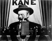 Media mogul Charles Foster Kane (Orson Welles) campaigns for governor in "Citizen Kane."